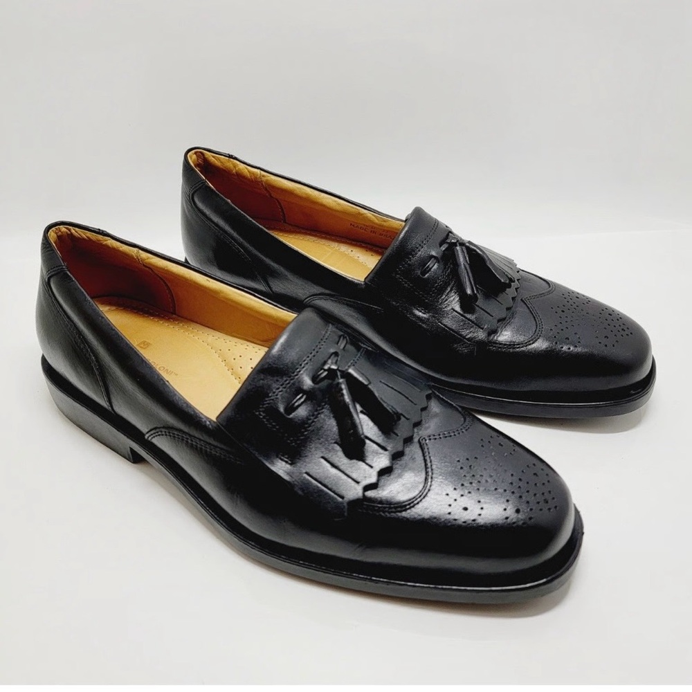 Sandro Moscoloni Men’s Tasseled Black Leather Fringe Classic Dress Shoe